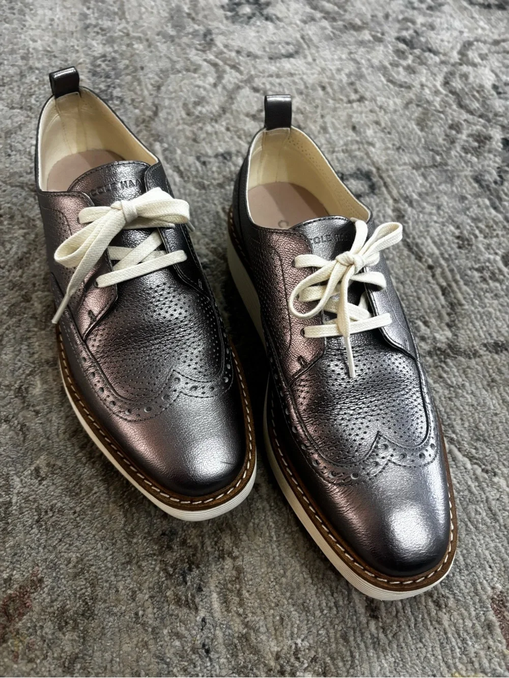 Cole Haan Men’s Dark Brown Perforated Wingtip Lace-Up Shoes